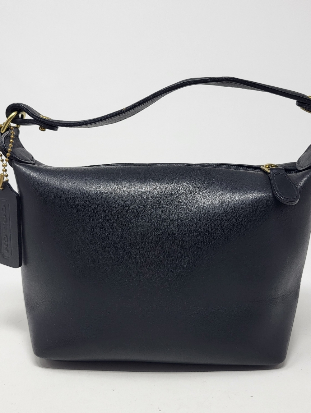 Coach Vintage Leather Mini Handbag Accessory Pouch Black Liner Brass